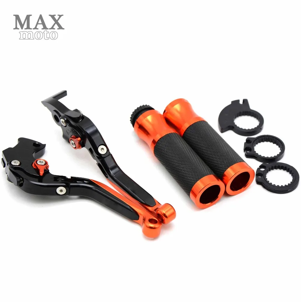 

Motorcycle foldable&adjustable CNC orange brake clutch levers & handlebar grips For KTM DUKE690 990 RC125 200 390