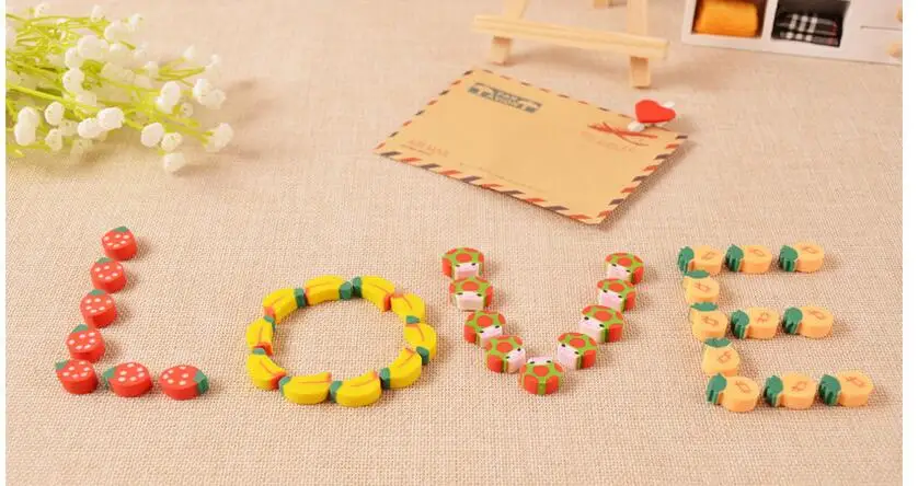 

50pcs/Lot Pencil Eraser Hot Selling Kawaii Eraser Cute Mini Fruit Rubber Pencil Eraser For Kid Children Stationery Gift Toy
