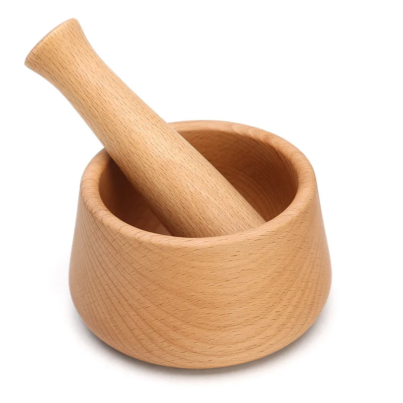 

Household Beech manual mortars and pestles Garlic pounder Garlic masher garlic Condiment dismembyator