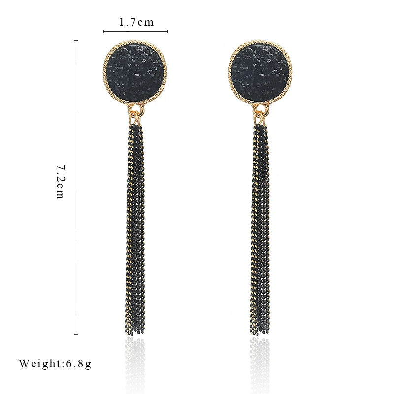 New Fashion Golden Silver Plated Dangle Hanging Black Rhinestone Long Drop Earrings For Women Jewelry brincos bijoux
