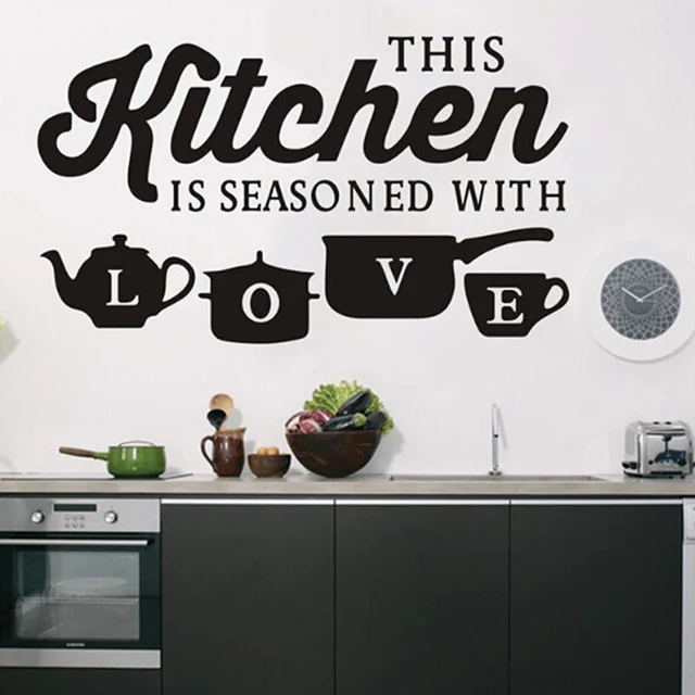 Best Price DIY Dining Room Paste 60 * 28cm Black Love Wall Stickers Pot Cup Wallpaper Kitchen Decal Waterproof Removable Creative Self-glue Best Price DIY Dining Room Paste 60 * 28cm Black Love Wall Stickers Pot Cup Wallpaper Kitchen Decal Waterproof Removable Creative Self-glue