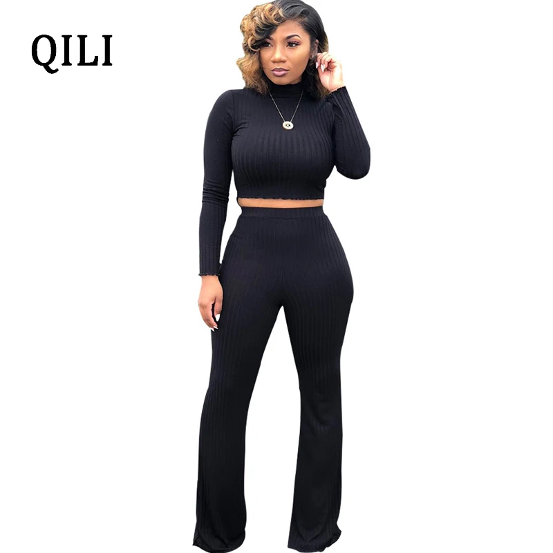 QILI Autumn Women New Hot Jumpsuits Long Sleeve Solid Color 2 Piece Set Casual Jumpsuit Elegant Lady Fashion Jumpsuits S-XXL