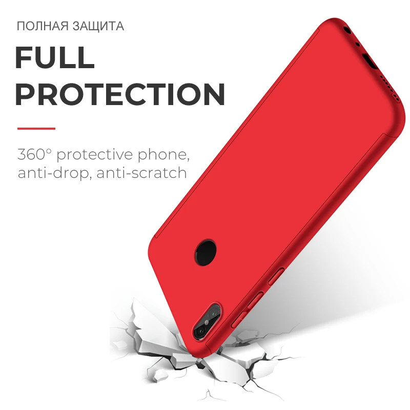 Защитный чехол со стеклом для Xiaomi Redmi 6A 4X 4A 5 5A 6 Note 7 Pro с полной защитой 360