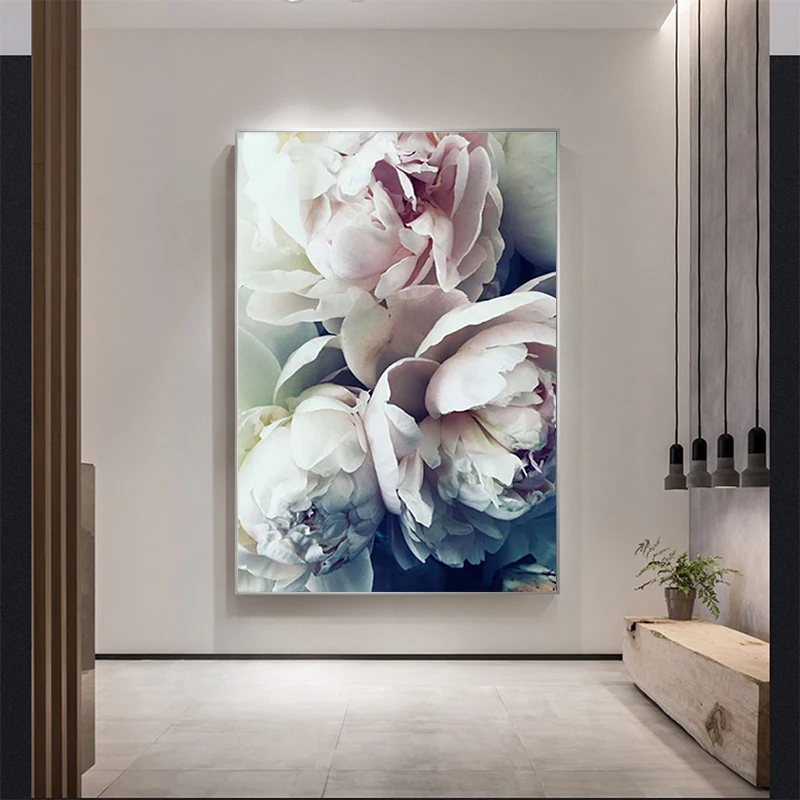 LZN холст настенный художественный плакат и печать живопись цветок украшение абстрактное цветение пион нордическая Картина на холсте для декора гостиной