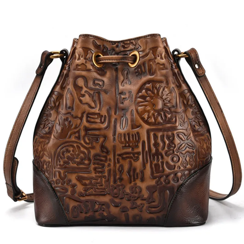 Voyage Gaufrage chocolat Cuir Frotter Casual Rétro Gland De Sacs Bandoulière Sac Dames Femmes Noir rouge Vache D'épaule Main Couleur À Peau 100Véritable jL34R5A