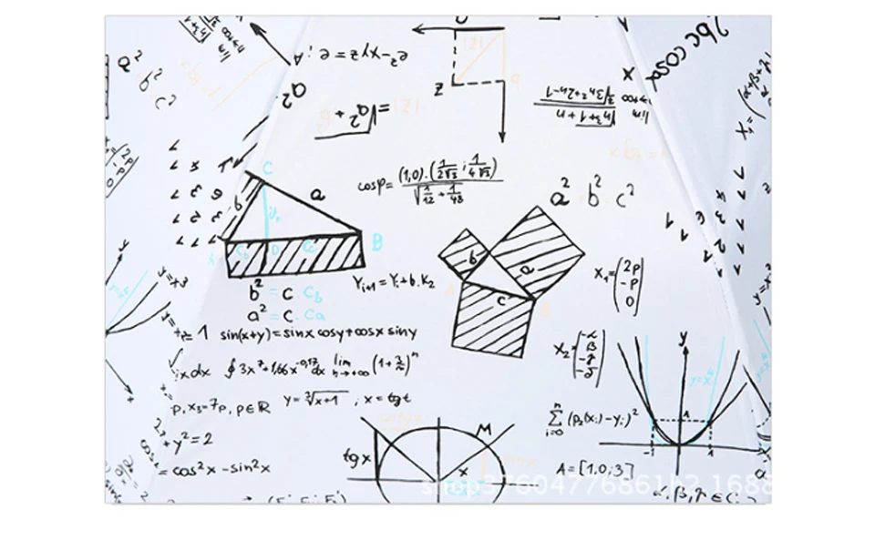 Портативный Женский зонтик с формулой, черный зонт, маленький трехслойный зонт от солнца, математический зонт, защищающий от ультрафиолетовых лучей, непромокаемый складной зонт