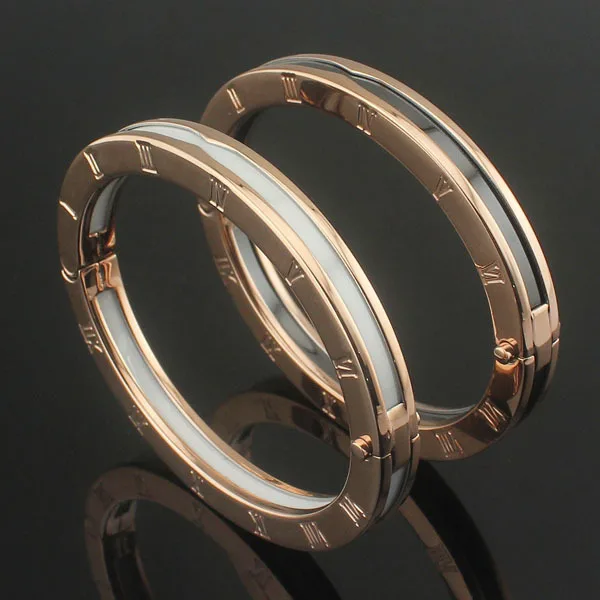 

High-quality branded jewelry ceramic bracelets for women Roman numbered black and white ceramic bracelets rose Gold-gold