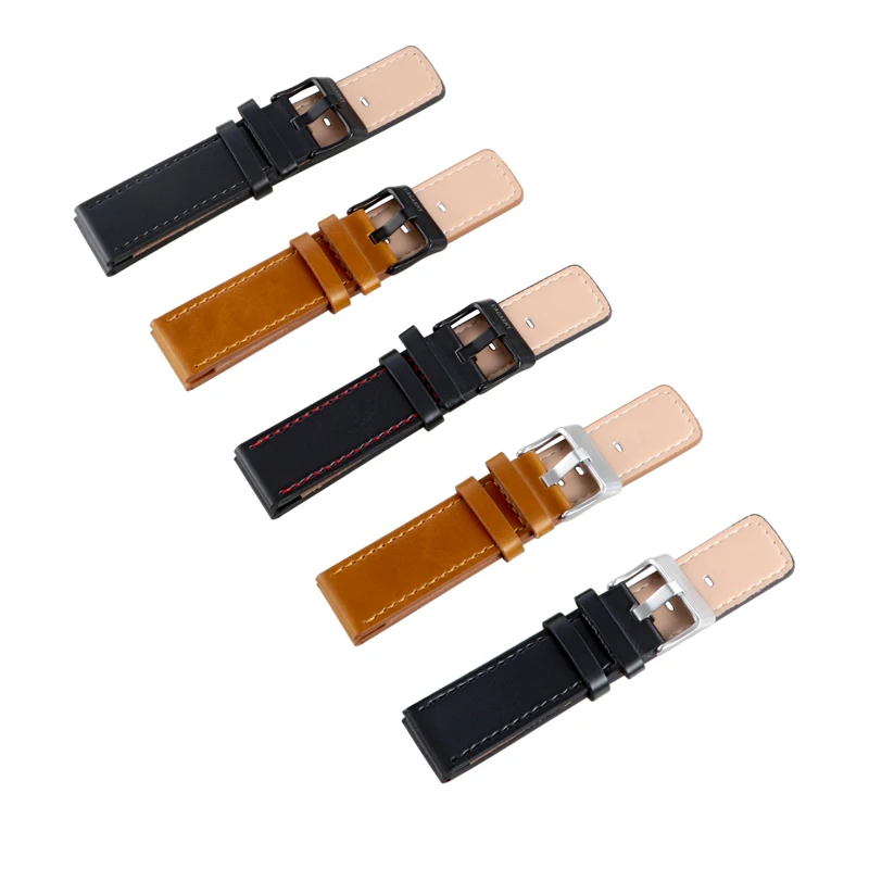 

22MM men leather watch strap sports and leisure D brand quartz watch accessories leather strap
