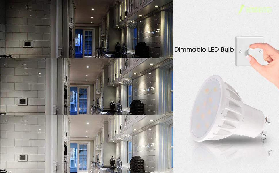 Управляемый прожектор GU10 база 6 Вт светодиодный красивые 6000 K 500lm дневной белый 50 Вт Замена для галогенная лампа для детской комнаты, Hotel-10PACK