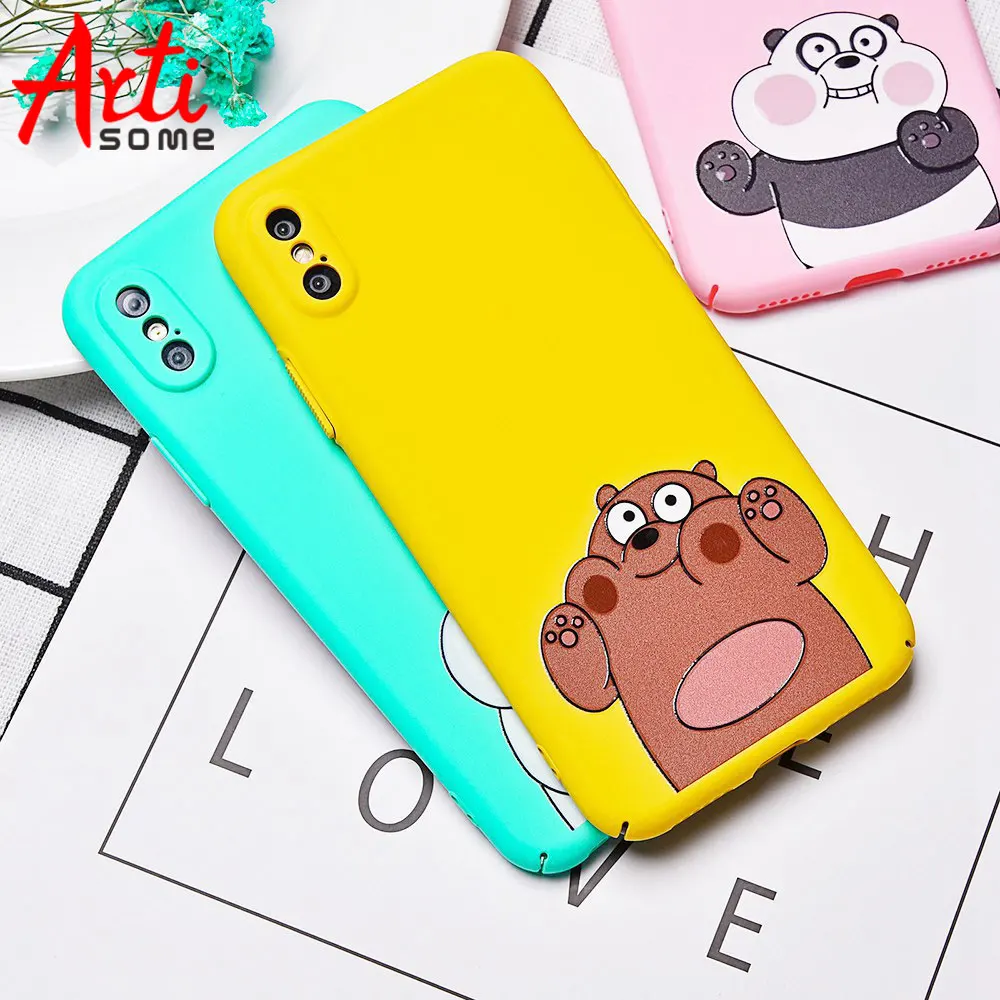 

Artisome Fashion Bear Phone Case For iPhone 7 6 6s Plus Cute Case Funny Cartoon Hard PC Cases For iPhone X 8 7 Plus Cover Fundas