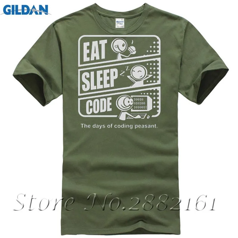 Новый программист Футболка с принтом EAT SLEEP CODE Мужская футболка круглым вырезом