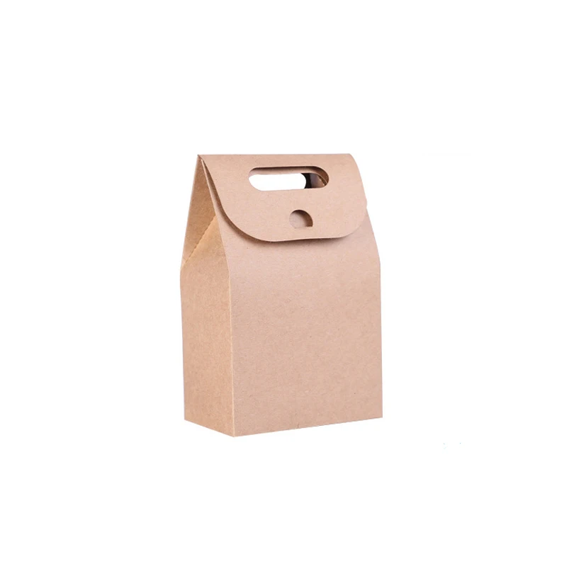 50pcs/lot Kraft paper cake paper bags box with Handle food packaging