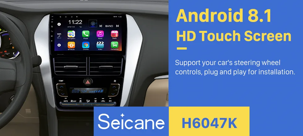 Top Seicane Stereo 9" HD Android 8.1 Auto Radio GPS 2Din Navi for Toyota Vios 2018 Auto Air Conditioner Touchscreen WIFI Bluetooth 0