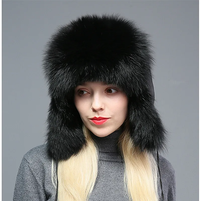 Новая осенняя и зимняя женская утолщенная меховая шапка с натуральным лисьим мехом Bomer Hat для женщин, C022