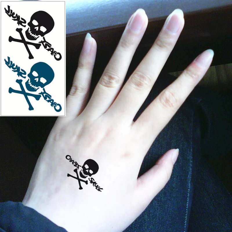 

SHNAPIGN Black Skulls Flash Tattoo Hand Sticker 10.5*6cm Small Waterproof Henna Beauty Temporary Body Sticker Art FREE SHIPPING
