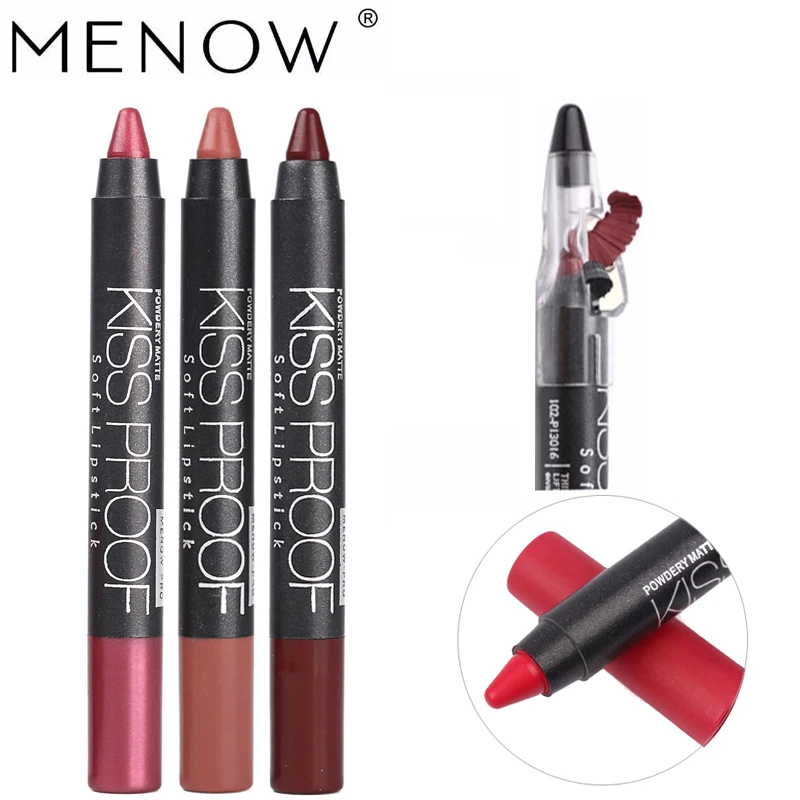 

Menow Kissproof Matte Lipstick Pencil Lip Color Crayon Makeup Pen Long-lasting Lip Stick Sharpener pintalabios matte Lippenstift