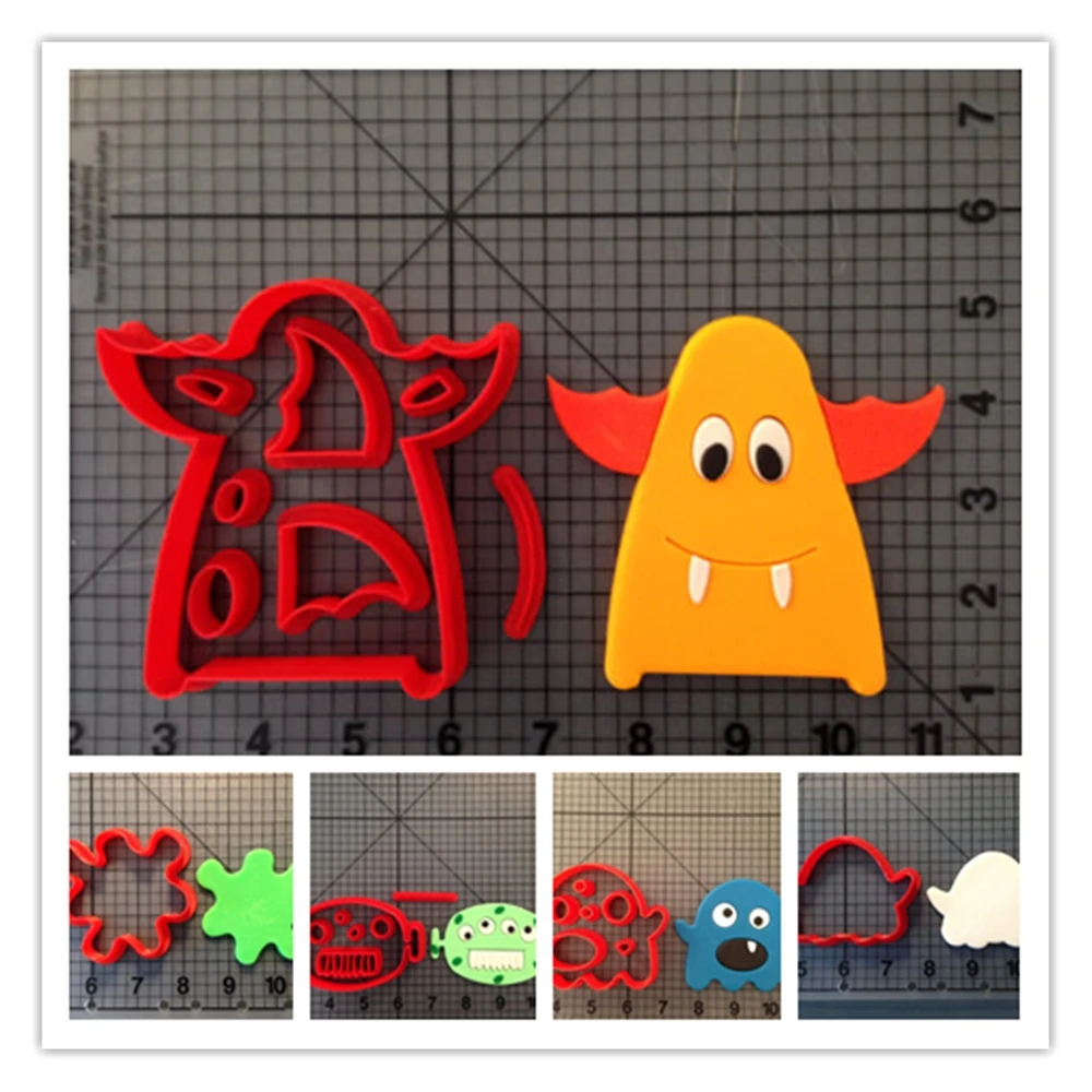 

Monster Series Custom Made 3D Printed Fondant Cupcake Top Cake Decorating Tools Cookie Cutter Set Cake Baking Mold For Cake