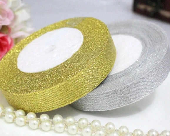 250 Yards Xmas Ribbon Polyester Gold And Silver Ribbon Christmas Sewing Accessories Decorations Kerst Decoratie 0.6cm - Banners, Streamers & Confetti - AliExpress