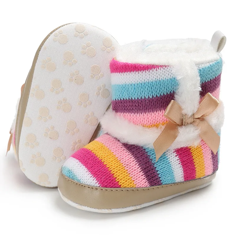 Для маленьких мальчиков девочек малышей Симпатичные подошва короткие теплые мягкие зимние сапоги обувь 0-18 месяцев Рождественский подарок