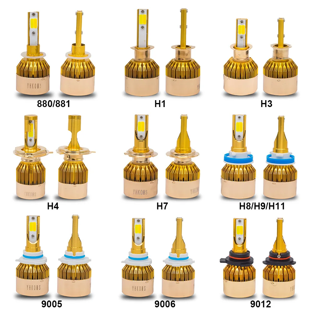 Yhkoms фар автомобиля H4 LED H7 светодиодные лампы 3000 К 6000 H1 H3 H8 H11 9005 HB3 9006 HB4 880 881 H27