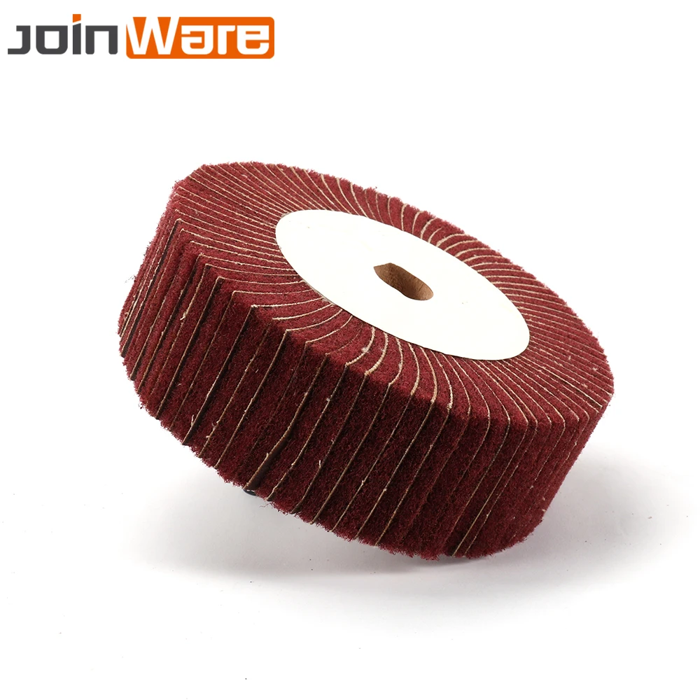 

1Pc 4"/5"/6"/8"/10"/12" Red Non-woven Scouring Pad Grinding Wheel Flap Mop Polishing Wheel Disc 240 Grit 20MM Bore 2" Thick New