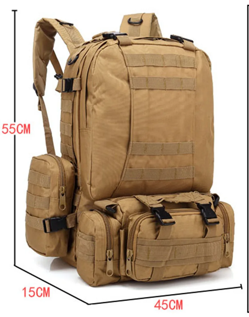 55L Military Tactical Backpack Assault Pack Outdoor Camping Hiking Travel Bag Cycling Climbing Rucksack Kitbag (7)