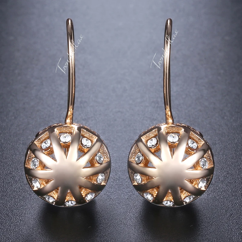 

Flowers Ball Drop Earrings For Women Girl Paved Cubic Zirconia 585 Rose Gold Woman Earrings 2018 Fashion Jewelry Gifts GE123