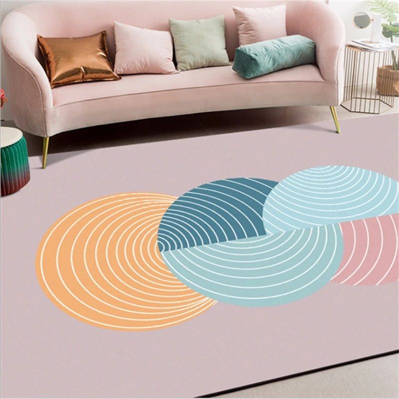 Европейская мода простой темно-серый розовый геометрический круг узор ковры для гостиной ковер для детской комнаты подкладка для