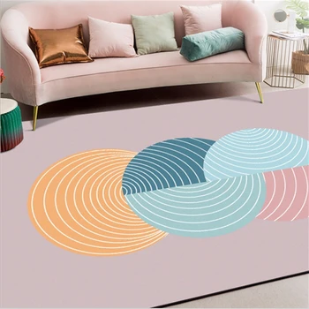 

Carpet Area Rug for Living Room European Dark Gray Pink Geometric Circle Pattern Carpet Carpet Kids Room Soft Coffee Table Mat