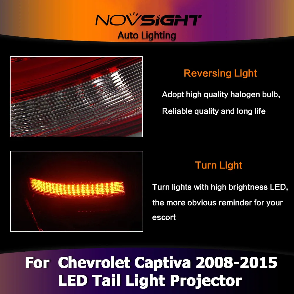 NOVSIGHT 2 шт. светодиодный DRL тормозной задний фонарь задний Светильник проектор подходит для Chevrolet Captiva 2008