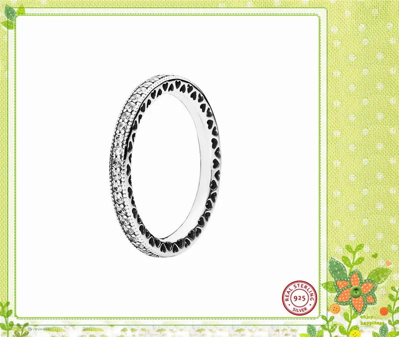 Стильный сердца кольца «Неделька» для Для женщин 925 пробы Серебряные ювелирные изделия Особенности нежных сердец& Stone-инкрустированный детали FLR065A