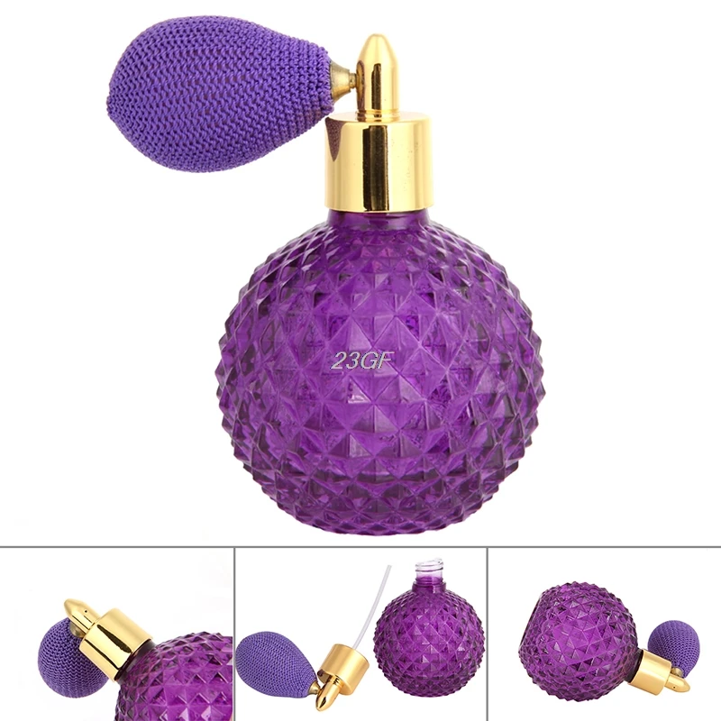 2017 Women Vintage Perfume Bottle Short Spray Atomizer Refillable Empty Glass 100ml JUL10 35 2