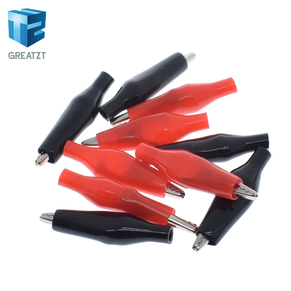 

10pcs/lot 28MM Metal Alligator Clip G98 Crocodile Electrical Clamp for Testing Probe Meter Black and Red with Plastic Boot Rated