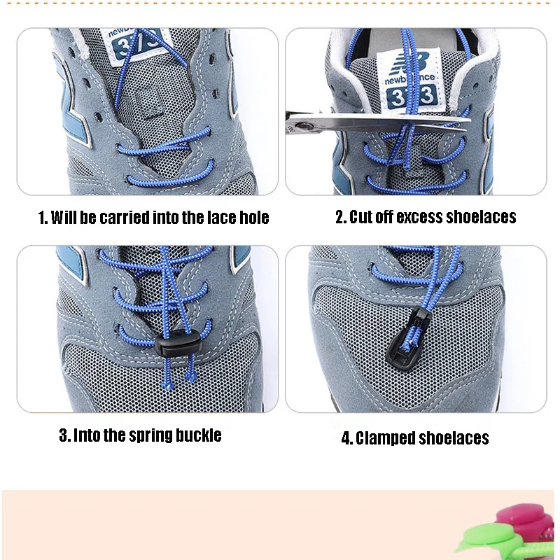 1 Pair No Tie Locking Shoelaces Elastic Unsiex Women Men Trainer Running Athletic Sneaks Shoe Laces Fit Strap Shoelace Wholesale (4)