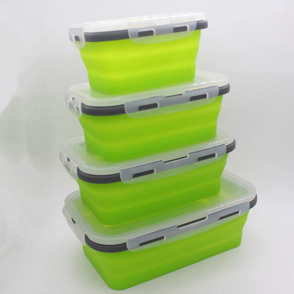 4 шт. силиконовый контейнер для еды|collapsible food container|silicone lunch boxcollapsible container |