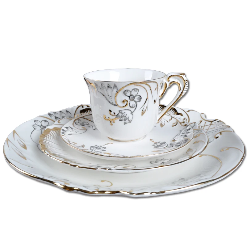 Buy Fashion gold embossed porcelain steak plate bone