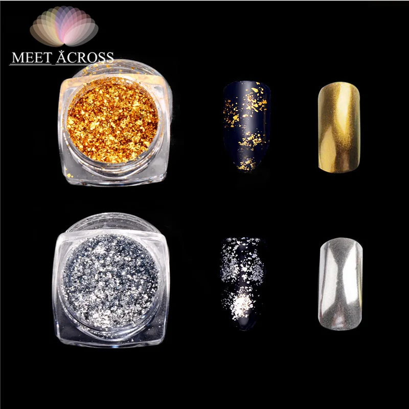 

Meet Across 0.2g Mirror Glitter Silver Flakes Shining Nail Sequins Mirror Dust Tips Nail Art Glitter Powder Paillette Decoration