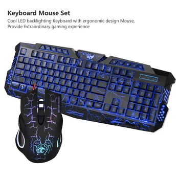 

J10 Keyboard Mouse Combo Colorful Adjustable LED Color Backlit Ergonomic Gaming Keyboard with 5500DPI Mouse Set for Gaming Fans