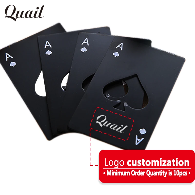 

Quail Black Cool Poker Card Beer Bottle Opener Creative Stainless Steel Bottle Opener Card of Spades Bar Tool Send one more Free