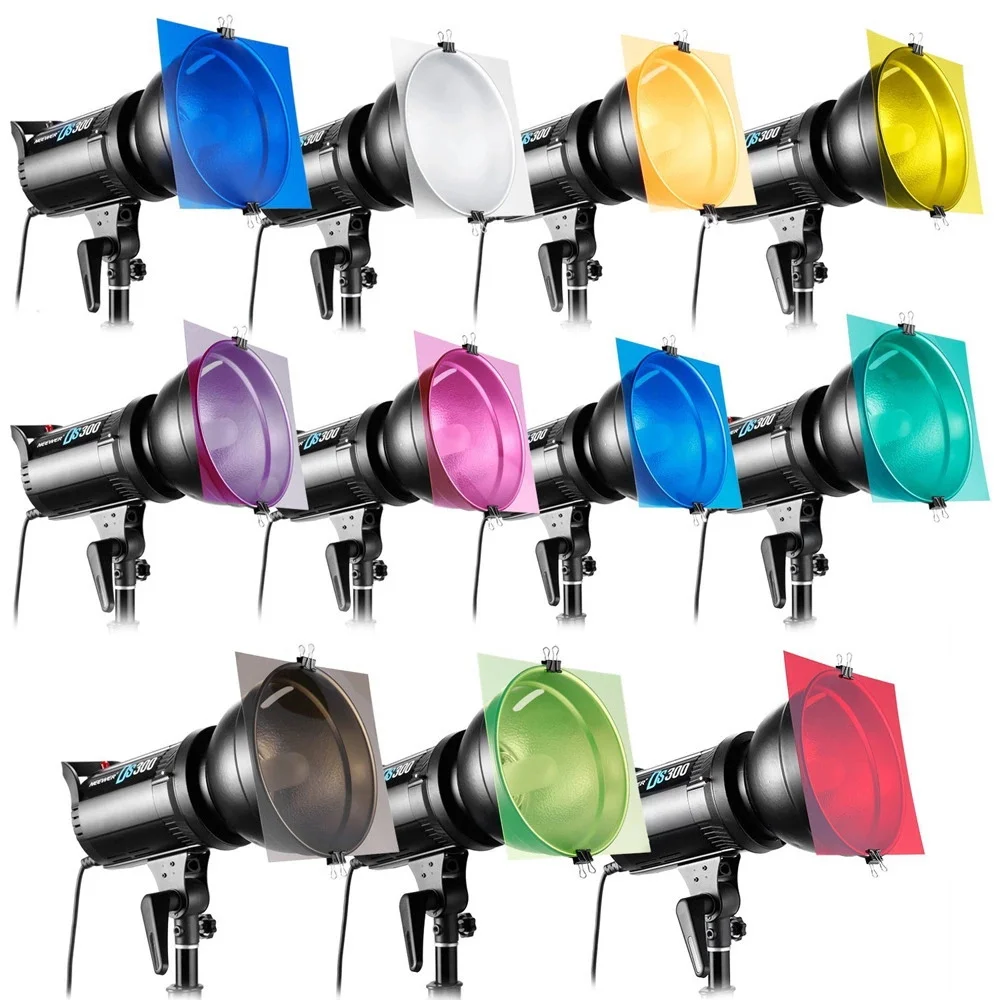 

Camera 30cm 11pcs Set Pack of Gel Sheet Transparent Color Correction Light Gel Filter Card for Photography Flashlights