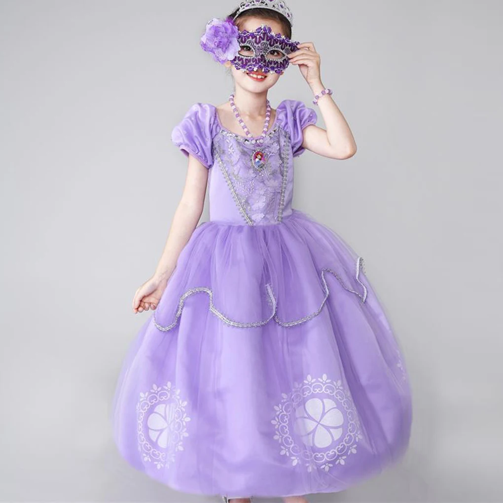 

Short Sleeve Baby Girl Costume Dress Kids Lace Short Sleeve Long Dress