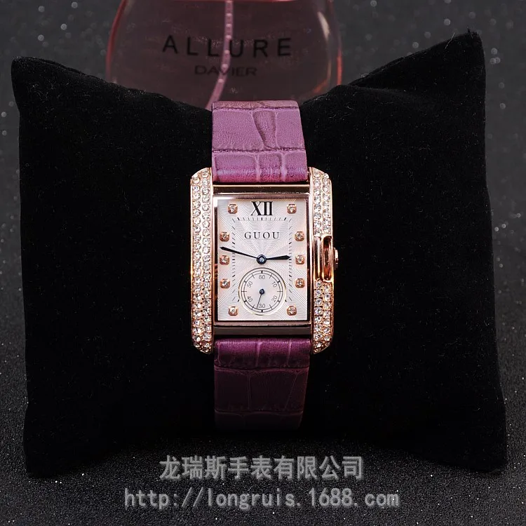 Брендовые женские часы из натуральной кожи с квадратным циферблатом и бриллиантами, женские повседневные кварцевые наручные часы из розового золота, Montre Femme