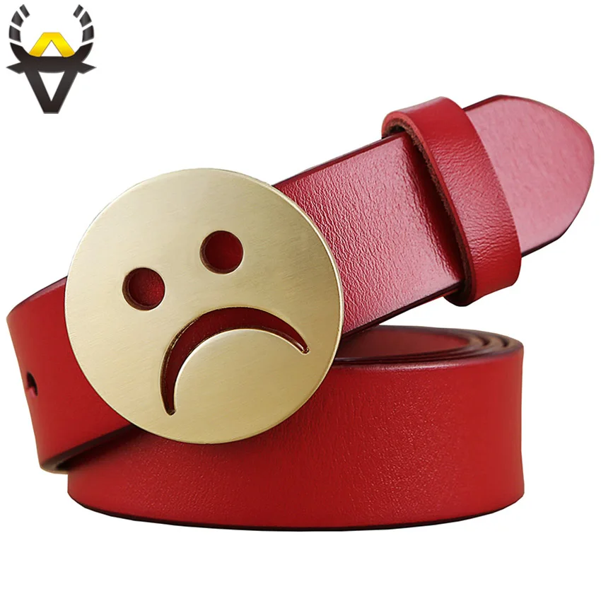 Buy Novelty genuine leather belts for women Sad face