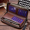 High Quality Men's Leather Wallet Zipper Long Purse Big Capacity Clutch Phone Bag Wrist Strap Coin Purse Card Holder For Male 3