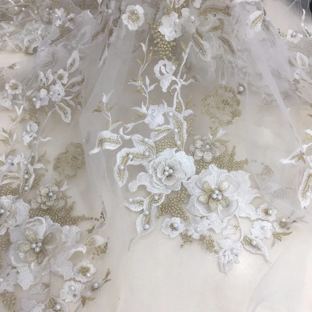 

3d fabric lace 2019 New style French net 3D flower African tulle mesh high quality