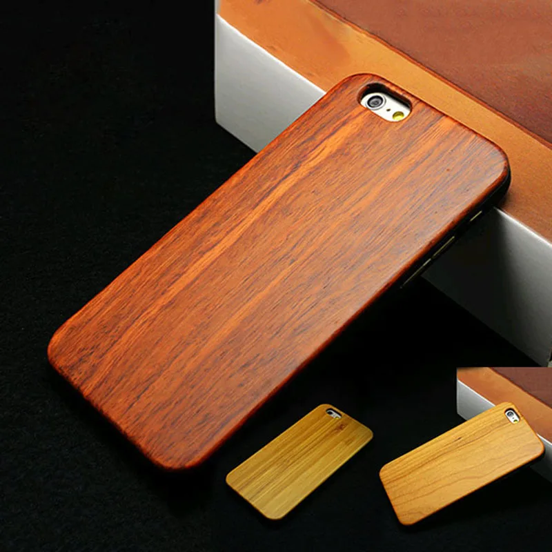 

Wood Case for iPhone 6 Wooden 6 Plus New Cover Natural Real High Quality Bamboo Patterns Wood Slice + Plastic Edges Back Cover