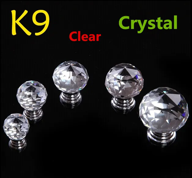 

40mm Clear Crystal Kitchen Cabinet knobs Crystal Drawer Knobs silver Zinc Alloy Dresser Wardrobe Handles Pulls Knobs