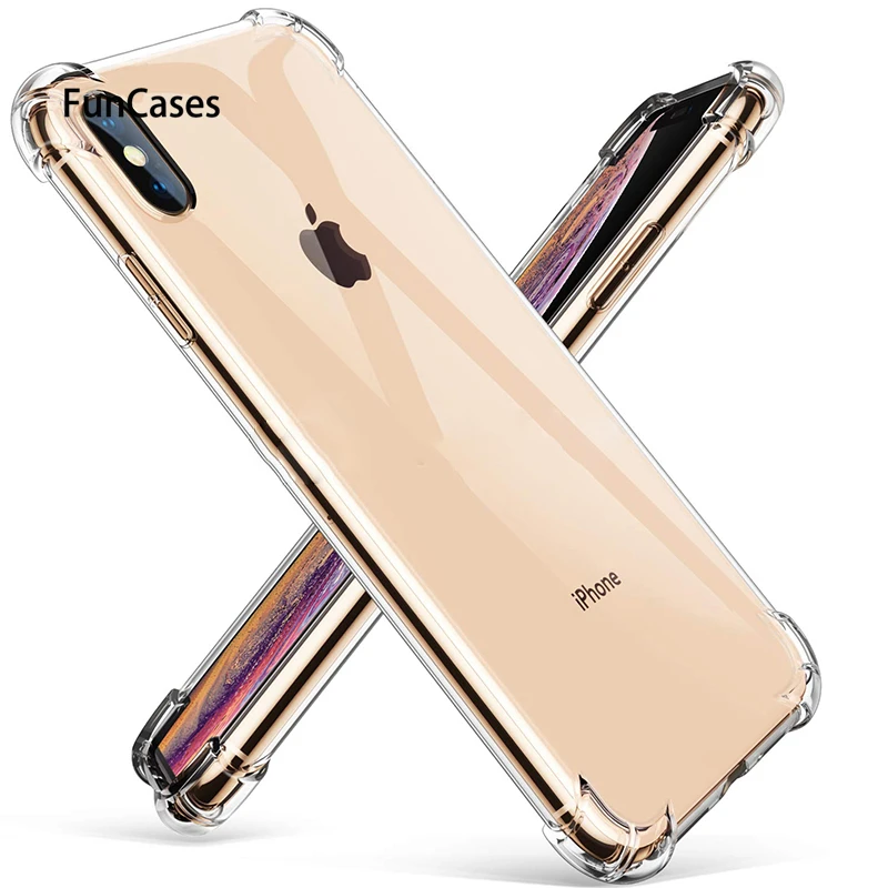 Противоударный бампер прозрачный силиконовый чехол для iPhone X XS XR Max 8 7 6 S Plus 5 5S SE