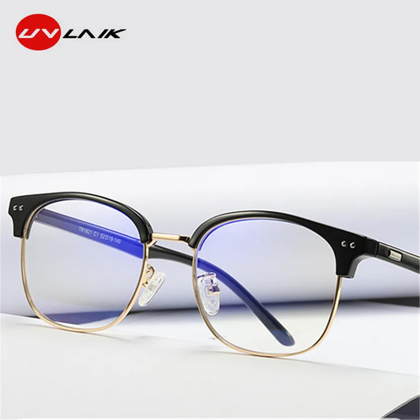 

UVLAIK Anti Blue Light Ears Eyeglasses Frame Women Men Computer Eye protection Transparent Eyewear Optical Spectacle Glasses