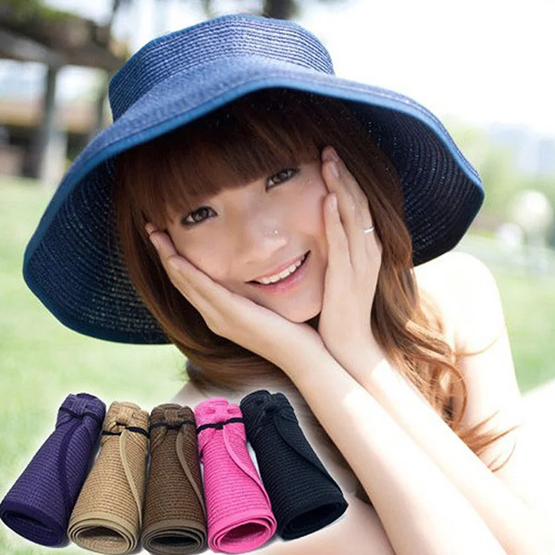 

Female Summer Hat Adjustable Sunscreen Beach Visor Cap Outdoor Cycling Sun Hat Empty Top Straw Hat Beach Sun UV Protection Cap